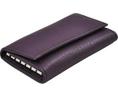 Ashford Ridge Leder Schlüsseletui Schlüsselleiste mit 6 Haken Schlüsselmäppchen Lila