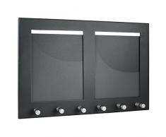 HMF 10830-02 Schlüsselbrett Schlüsselboard mit 2 Fotorahmen, 6 Schlüssel, 29,7 x 20,0 x 4,3 cm, schwarz