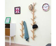 WEII Garderobe Massivholz Wand hängende Dekoration Wohnzimmer Schlafzimmer Aufhänger Handtuch Rack, Wood Color, 123 * 22 * 7cm