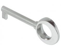 Gedotec Ersatz-Schlüssel Schrank-Tür Bartschlüssel Deko Buntbartschlüssel für Möbel-Schloss - H2134 | 45 mm | Messing vernickelt matt | 1 Stück - Möbelschlüssel für Kleider-Schränke & Schubladen