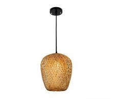 Wansheng Retro-Stil Laterne Pendel Lampe, Bambus Lampenschirm, Schlafzimmer Wohnzimmer Decke Kronleuchter Teehaus Esszimmer Bambus Lampe Bar Cafe Club Single Head Hängende Lampe, E27,A