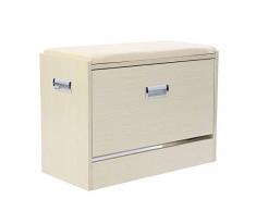 Cocoarm Schuhschrank mit Sitzkissen Schuhbank Schuhregal Schuhtruhe mit 1 Klappe Schuhablage mit Stauraum 64 x 30 x 47cm (Weißer Ahorn)