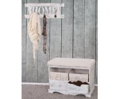 Garderobe mit Sitzbank Kommode mit 2 Körben 42x62x33cm, Shabby-Look, Vintage ~ weiß