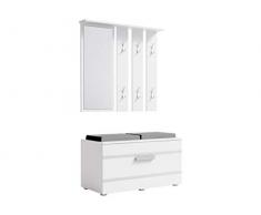 Mirjan24 Garderoben-Set Rafi Kleiderbügel mit Spiegel, Schuhschrank, Flurgarderobe, Wandgarderobe (Weiß)