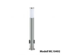 Grafner® XXL Edelstahl Aussenstandleuchte mit Steckdosen Wegleuchte Standleuchte Gartenleuchte E27 110cm hoch 2X Außensteckosen