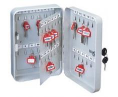 Rottner Schlüsselkasten, Schlüsselschrank, Schlüsselkassette aus pulverbeschichtetem Stahlblech mit 48 Haken in Hellgrau für die Wandmontage geeignet