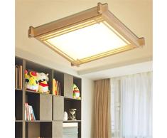 LWQKA Massivholz Quadrat LED Deckenleuchten, Schlafzimmer Wohnzimmer Und Konferenzraum Deckenleuchten, Balkonleuchten Flurleuchten Treppenhausleuchten LED-Leuchten,Tricolorlight,59CM