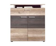 Trendteam 1406-867-58 Garderobe Schuhschrank Schuhkommode Polo, 90 x 101 x 37 cm in Eiche Monument Dekor, Absetzung Touchwood Dunkelbraun mit viel Stauraum