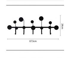 XIPOZAC Schmiedeeisen Dot Haken Nordic Metall Kleiderhaken Wandbehang Kleiderhaken Veranda Key Rack Wand Tür Rack A+ (Farbe : SCHWARZ)