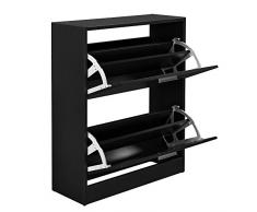 [en.casa] Elegante Schuhablage Schuhschrank Spanplatte mit Melaminbeschichtung Schwarz