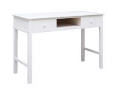 vidaXL Holz Schreibtisch mit 2 Schubladen Konsolentisch Bürotisch Computertisch Flurtisch Arbeitstisch Laptoptisch Schminktisch Weiß 110x45x76cm