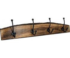 youngschwinnDESIGN - Garderobe Hakenleiste Garderobenleiste Kleiderhaken Holz Mangoholz mit 4 Haken 500mm