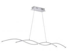 EGLO LED Pendellampe Lasana 2, 2 flammige Pendelleuchte, Hängeleuchte aus Alu, Stahl, Kunststoff, Farbe: chrom, weiß, L: 120 cm
