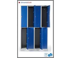 Kleiderspind 2x4 Abteile grau/blau Garderobenschrank Umkleideschrank Spint Spind