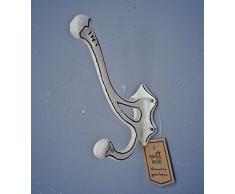 Sass & Belle Wandhaken Vintage Shabby weiß Creme Haken Garderobe Eisen (weiß)