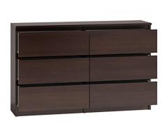 Kommode mit 6 Schubladen Malwa M6 120, Anrichte, Diele, Flur, Highboard, Mehrzweckschrank, Sideboard, Wohnzimmer, Esszimmer (Sonoma Eiche)