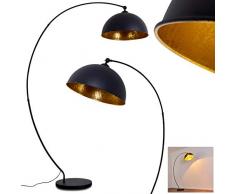 Stehlampe Miranda, Vintage Stehleuchte aus Metall in Schwarz/Gold, 1 x E27-Fassung, max. 60 Watt, Leuchte im Retro-Design m. Fußschalter am Kabel in Blattgold-Optik, LED geeignet