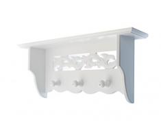 elbmöbel Garderobe Ablage Hakenleiste robust stabil weiß Natur 70cm antik Holz Landhaus Garderobenstange Wandgarderobe Shabby chic (weiß, B48 x xT11 x H20 cm)