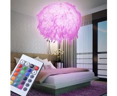 Pendel Lampe Fernbedienung Entenfeder Kugel Hänge Leuchte dimmbar im Set inkl. RGB LED Leuchtmittel