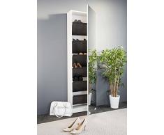 lifestyle4living Schuhschrank in modernem weiß mit praktischer Spiegeltür und viel Stauraum für Ihre Schuhe!
