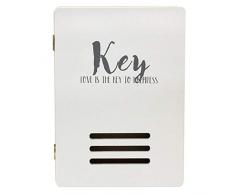 Schlüsselkasten Love is the key. 28x20x5cm mit 6 Haken Holz Weiß/Natur Schlüsselbrett Schlüsselschrank