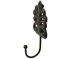MACOSA SA05110 Wand-Haken victorianisch Metall-Garderobenhaken Braun rostig Antik Landhausstil Kleiderhaken Handutchhaken Garderobe Flur