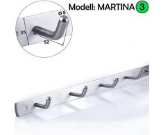 Hakenleiste Kleiderhaken EDELSTAHL gebürstet mit 1/4/6/8/10 Haken Wandhaken Garderobenleiste Garderobenhaken 8 Haken(L: 615mm)