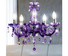 Kronleuchter Hänge Lampe Pendel Strahler Wohn Zimmer Beleuchtung Luster Leuchte lila