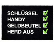 Close Up Fußmatte Checkliste - Vergesslich - lustiger Fußabtreter - Schlüssel, Handy, Geldbeutel - Premium - 60x40 cm