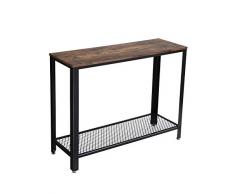 VASAGLE Konsolentisch Holz und Metall im Industrie-Design, Stabiler Beistelltisch, Flurtisch, für den Eingang, Wohnzimmer, einfache Montage, Vintage, LNT80X