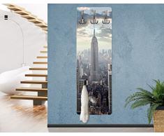 Apalis 75141 Wandgarderobe Sonnenaufgang in New York | Design Garderobe Garderobenpaneel Kleiderhaken Flurgarderobe Hakenleiste Holz Standgarderobe Hängegarderobe | 139x46cm