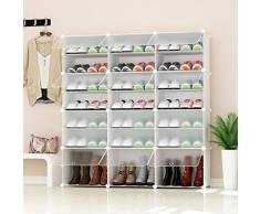 PREMAG Portable Shoe Storage Organizer Tower, Weiß mit transparenten Türen, Modular Cabinet Regale für platzsparende, Schuhregal Regale für Schuhe, Stiefel, Hausschuhe 3 * 7