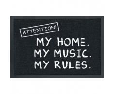 Fussmatte Attention ! My Home My Music My Rules ! Fußabtreter Türmatte Fußmatte Schmutzmatte Schnutzfangmatte