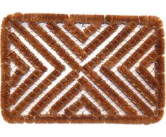 oKu-Tex Fußmatte | Fußabtreter | Türmatte | Drahtgittermatte Brush Design 2 | mit Bürste | Fischgrat | Kokosmatte mit Drahtgitter | für außen | rutschfest | 40x60 cm