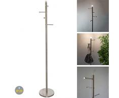 Kleiderständer Stehleuchte Garderobenständer mit LED Beleuchtung Standlampe Flurleuchte Garderobe (Silber)