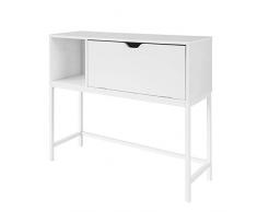 SoBuy FSB21-W Konsolentisch Beistelltisch Flurtisch mit 1 Klappe und Fach Sideboard Weiß BHT ca: 92x80x30cm