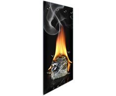 Wallario Wandgarderobe aus Glas in Größe 50 x 125 cm in Premium-Qualität, Motiv: Brennender Eiswürfel | 7 Kleiderhaken zum Aufhängen von Jacken