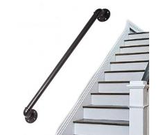 LIUSU-Stair handrail 1 Wand-Treppengeländer Geländer Handlauf Für Innentreppen Heimtextilien Anti-Rutsch-Geländer Schwarz Schmiedeeisen Garderobe(50-150cm)