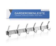 Comfy Home - Hakenleiste aus rostfreiem Edelstahl - Moderne und Schlichte Kleiderhaken Garderobe - Garderobenhaken - Garderobenleiste mit 6 Doppelhaken