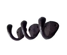 LB H&F Lilienburg 3 x Garderobenhaken Haken Garderobe Wandgarderobe Kleiderhaken Metall Nostalgie PO-KL