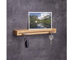 Woods Schlüsselbrett Holz mit Ablage I Nut - Schlüsselhalter modern I Wanddekoration aus Holz handgefertigt in Bayern I Schlüsselleiste Landhaus Design I Schlüsselboard aus Holz 30 cm Eiche