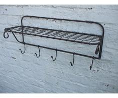 Stabile, dekorative, Wandgarderobe, Wandablage, Gitter, 5 Haken, Eisen