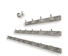 Garderobenhaken KARA Edelstahl als Einzelhaken oder Hakenleiste mit 4/6/8 Haken Garderobenleiste Wandhaken Wandgarderobe, Größe wählbar (8 Haken - L: 608 mm) von JUNKER DESIGN