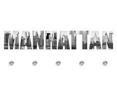 Designer-Garderobe Manhattan | Wandgarderobe | Flurgarderobe | Garderobenhaken | Garderobenpaneel | Urban Look | Kleiderständer | Kleiderablage | Garderobenständer , Größe:100x40 cm