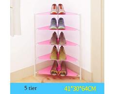 Rosa Schuh- und Stiefelständer 5-stufiger, zuverlässiger Kunststoff-Regalorganisatorhalter für den Eingang der Balkon-Eingangsecke