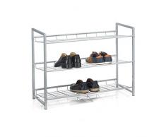 CARO-Möbel Schuhregal System Schuhständer Schuhablage mit 3 Fächern für ca. 12 Paar Schuhe, 80 cm breit, Metall Silber lackiert