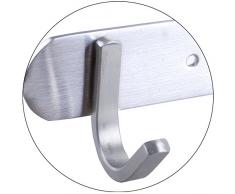 Hakenleiste Kleiderhaken EDELSTAHL gebürstet Garderobenleiste Garderobenhaken mit 1/4/6/8/10 Haken Wandhaken Wandgarderobe, Länge wählbar: 6 Haken(L: 425mm)Modell:EMMA