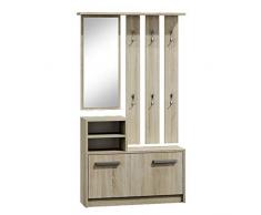 Selsey YESFIR – Garderobenset mit Schuhschrank und Spiegel, Sonoma Eiche Matt, 85 cm