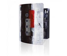 banjado Design Schlüsselkasten aus Edelstahl | 10 Haken für Schlüssel | praktischer Magnetverschluss | 24cm x 21,5cm Motiv Abstrakt