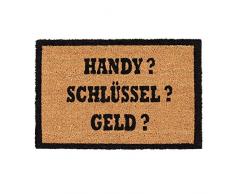 Relaxdays, Natur/schwarz Kokosmatte Alles DABEI, Fußmatte aus Kokosfasern, rutschfeste Türmatte, Handy, 40x60cm, Standard